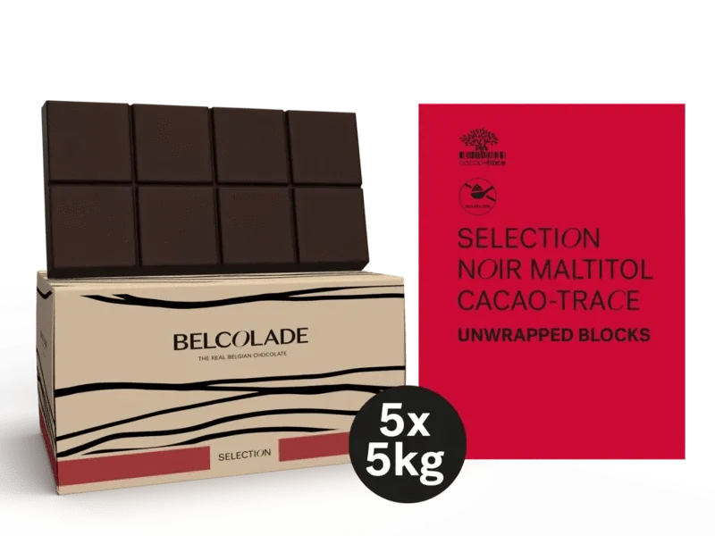 Belcolade Selection Noir Blocks (suikervrij) C501/J Maltitol Cacao Trace 5 kg