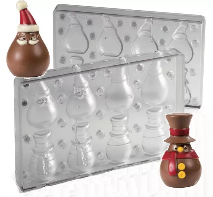 Kerstman & Sneeuwman Polycarbonaat chocoladevorm 20-C1010