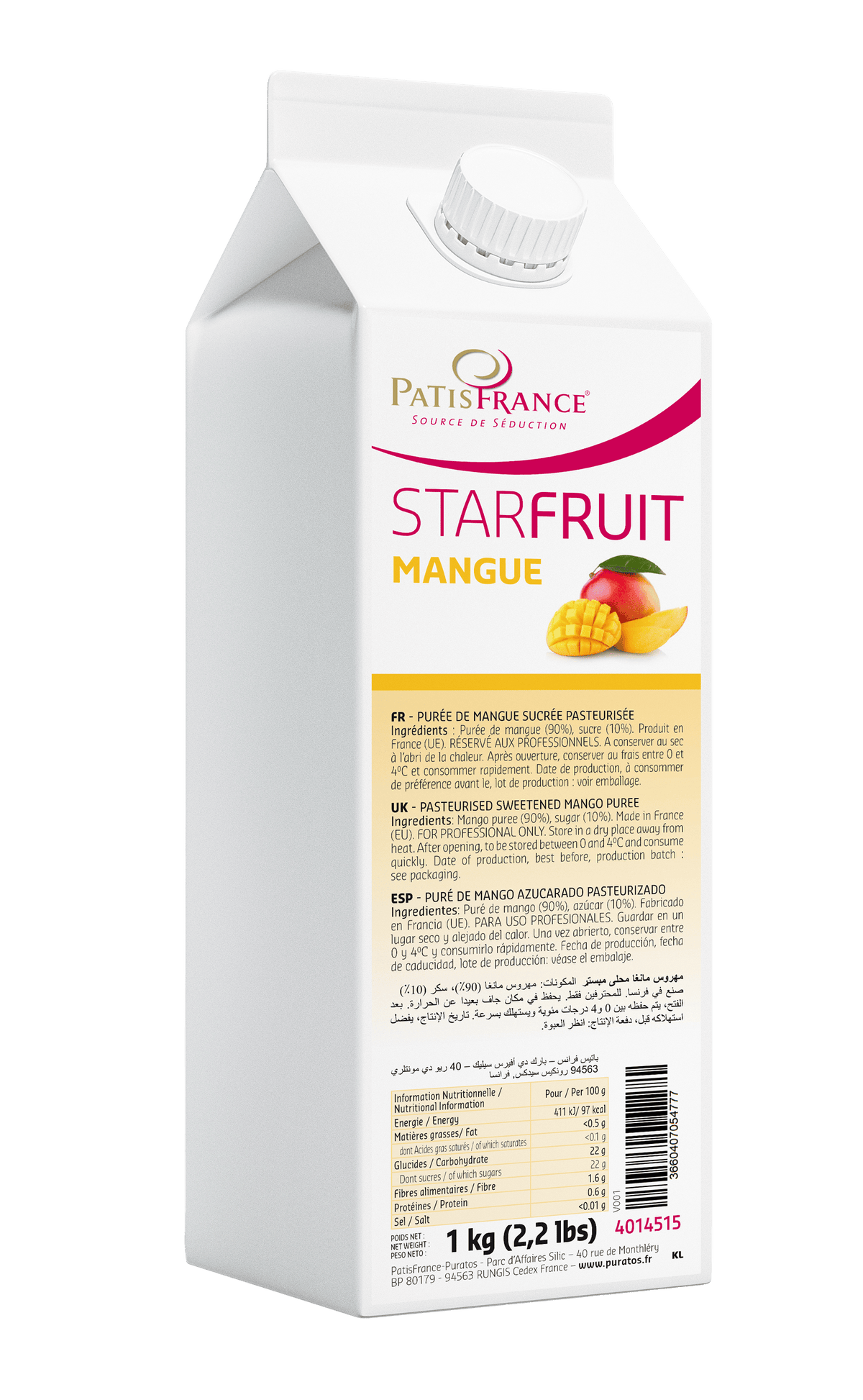 Puratos Fruitpurees 1 kg Puratos Starfruit Mangue – mangofruitpuree 1 kg Puratos Starfruit Mangue – mangofruitpuree 1 kg | Anisana